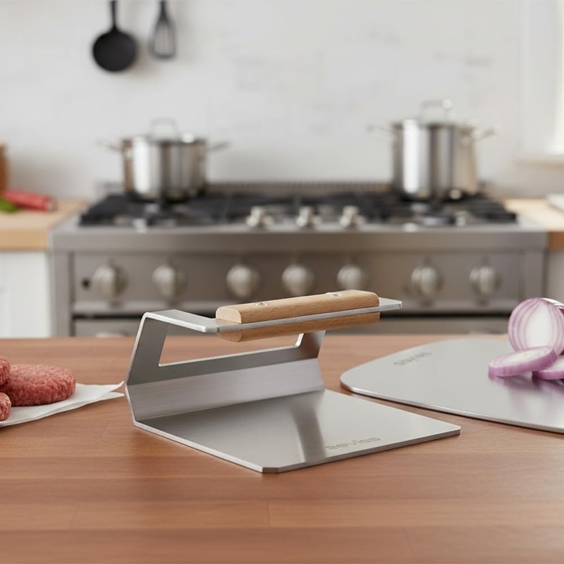 6.3" Smash Burger Press, 304 Stainless Steel Hamburger Press, 2.3 lbs Heavy-D... gallery