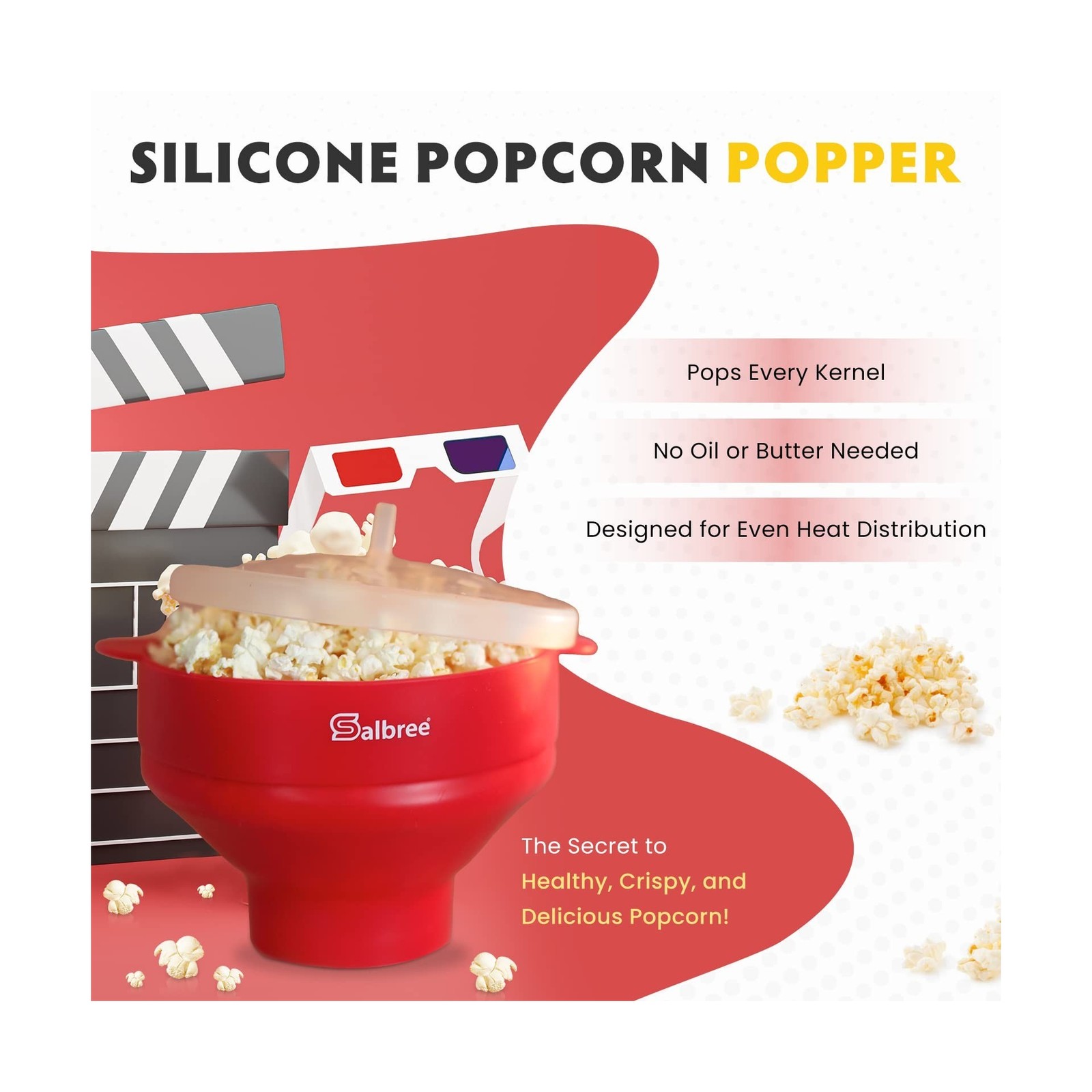 The Original Salbree Collapsible Silicone Microwave Popcorn Pop... USA FAST SHIP gallery