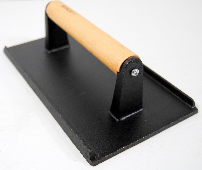 Winco SWA-9 Cast Iron Steak Weight & Bacon Press with Wood "Cool Touch" Handle gallery