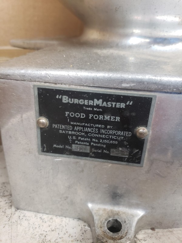 BurgerMaster Food Former, an early commercial hamburger patty-making machine gallery