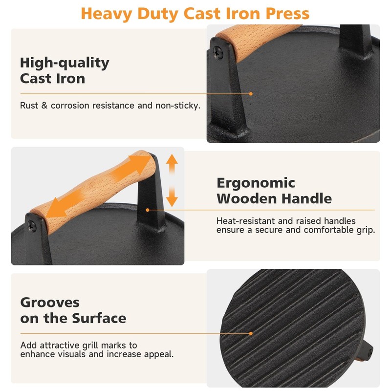 Cast Iron Griddle Press With 12inch Melting Dome For Blackstone Griddle Flat Top gallery