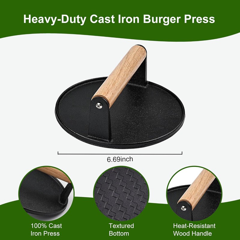 POLIGO 5PC Smash Burger Press Kit- Round Non Stick Smash Burger Press Set gallery
