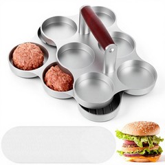 Mini Burger Press 6 Slots Patty Maker 200 Papers BBQ Picnic Black Tool