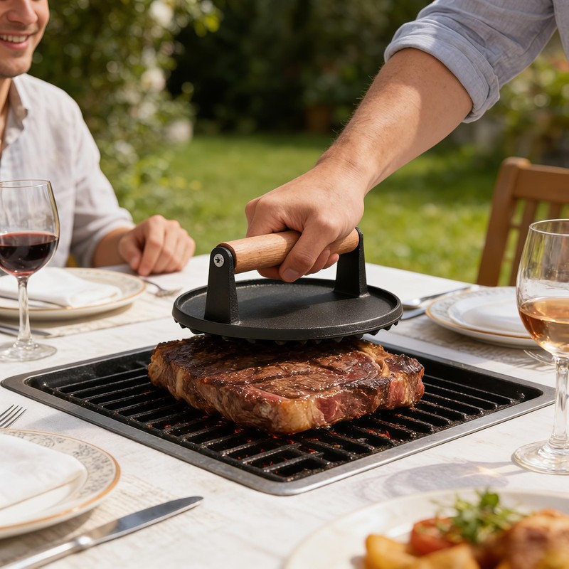 7 Inch Smash Burger Press Cast Iron Griddle Flat Top Grill Press for Bacon Meat gallery