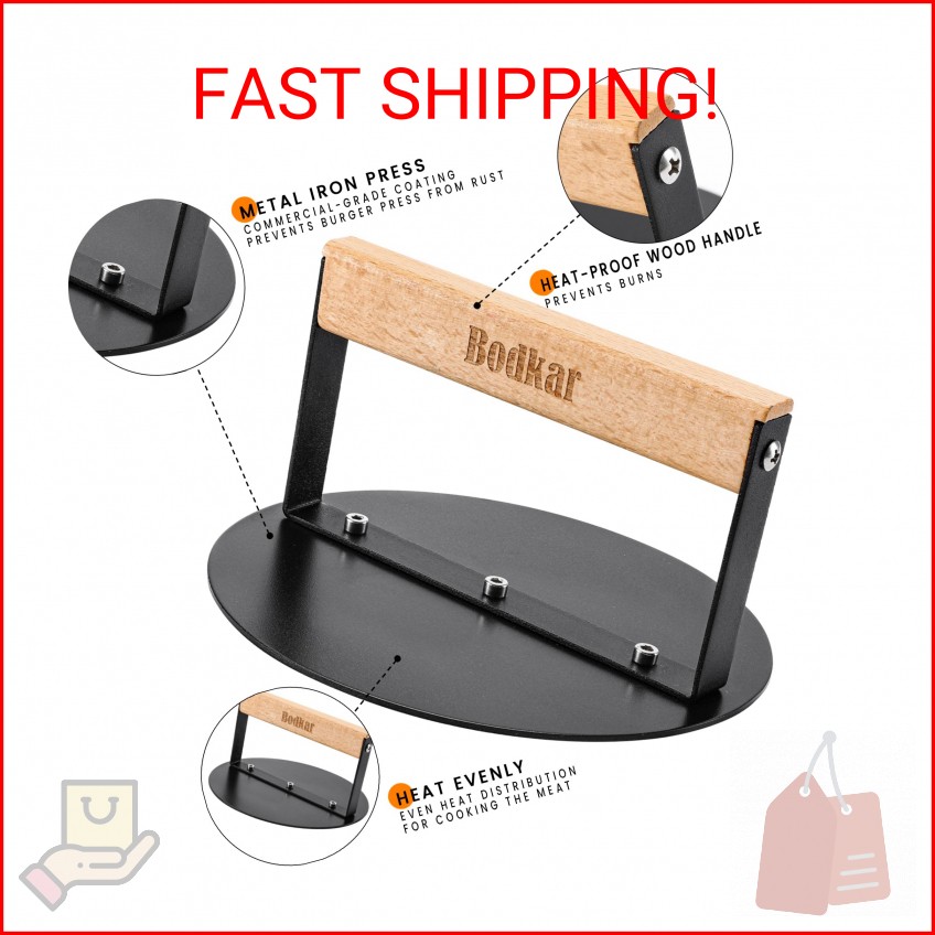 bodkar Smash Burger Press 6 inch, Round Burger Smasher Grill Press for Griddle B gallery