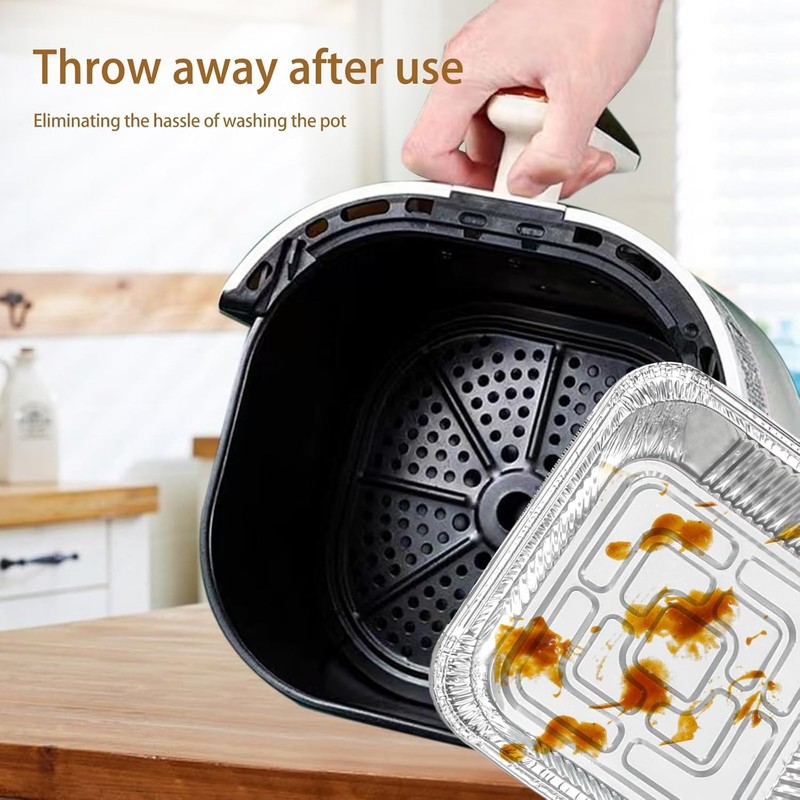 Non-Stick Disposable Air Fryer Aluminum Foil Liners 7*7 Inch-Square, Silver gallery