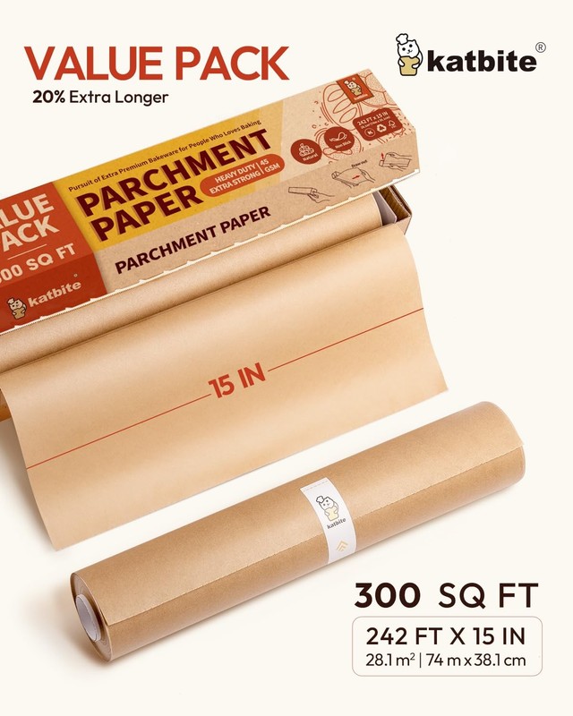 Unbleached Parchment Paper Roll, 15in x 15 in x 242 ft, 15x242-B Non-StickAir Fr gallery