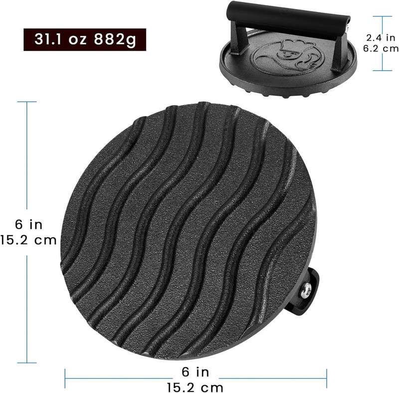 2 Lb Smash Burger Press for Griddle, Heavy Duty Hamburger Press W/Heat Resistant gallery