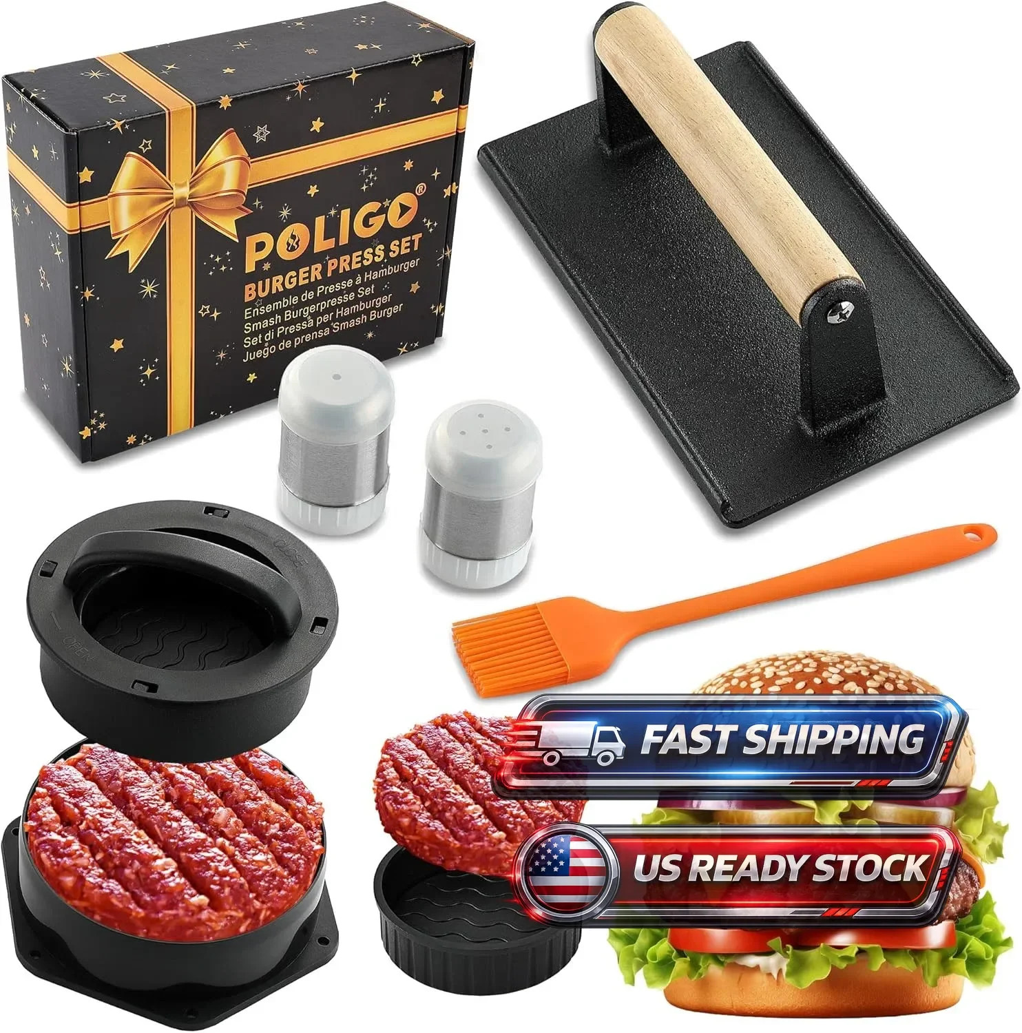 Kitchen Tools Heavy Duty Cast Iron Grill Press Burger Press Bacon Press Barbecue gallery