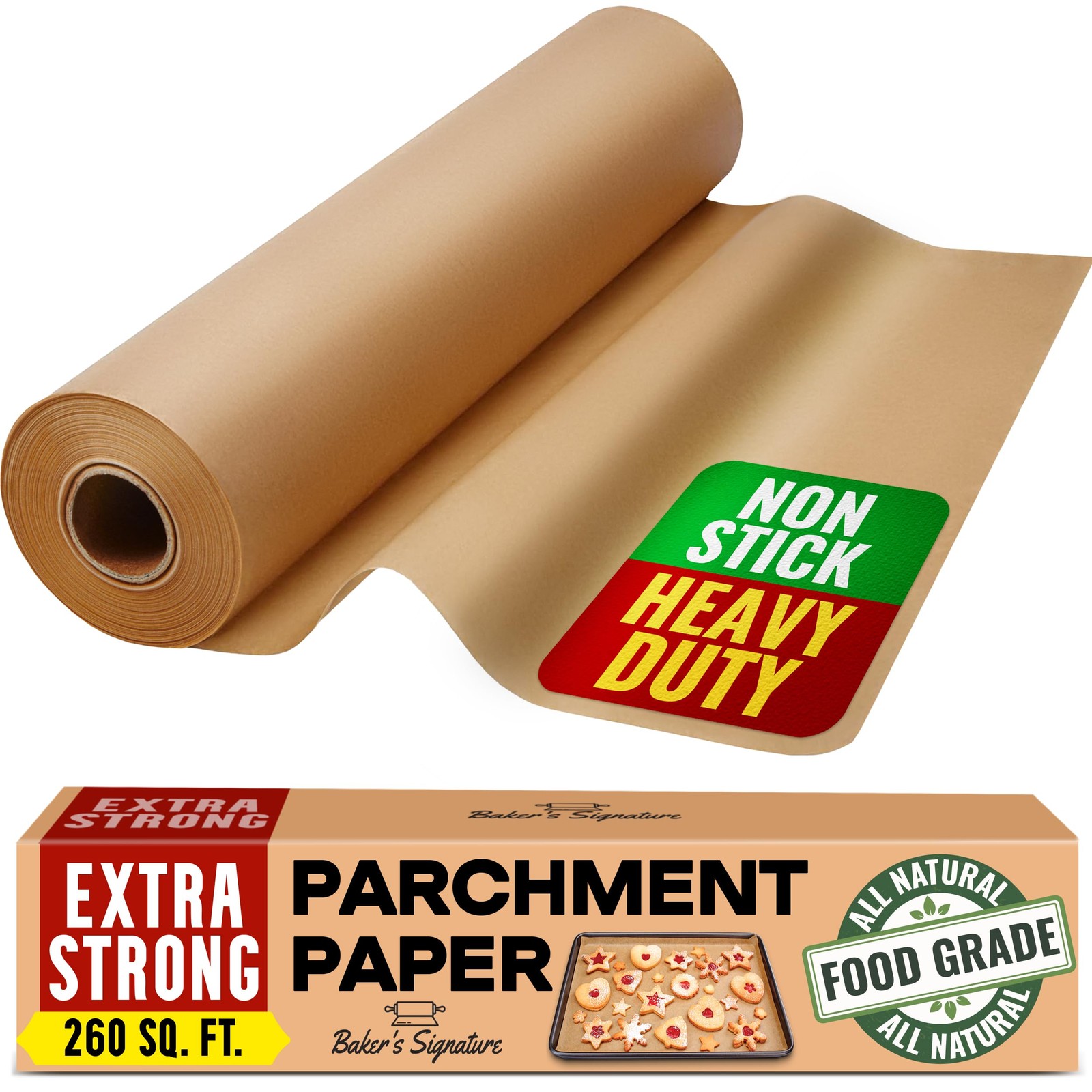 260 Sq.Ft Unbleached Parchment Paper for Baking – Roll with 260 Sq.Ft, Brown gallery