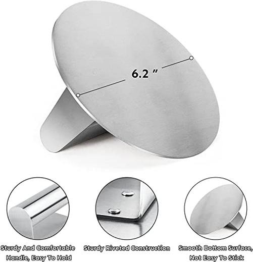 Stainless Steel Burger Press Round Burger Smasher, Professional 6.2 inch gallery