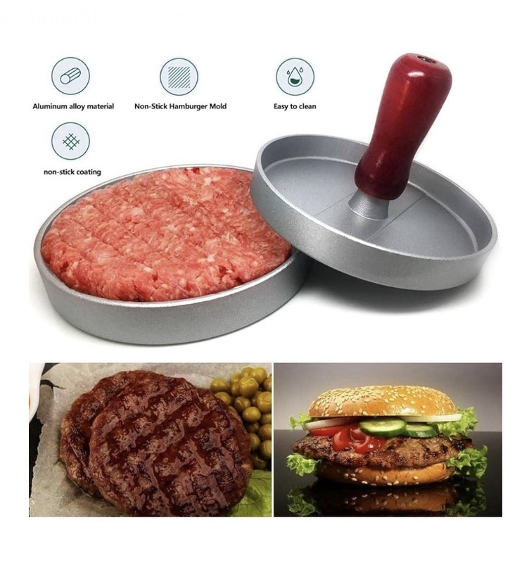 Hamburger Patty Maker Press Aluminum Wood Handle Burger/Crab Cake/Apps Mold NEW gallery