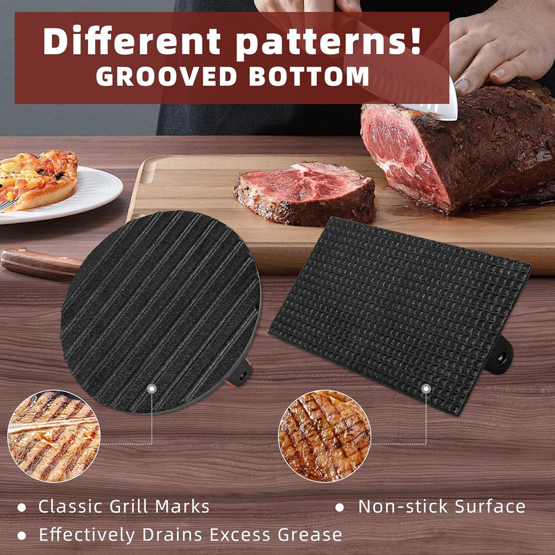 Burger Press Heavy-Duty Cast Iron Smashed Meat Steak Weight Grill Griddle Press gallery