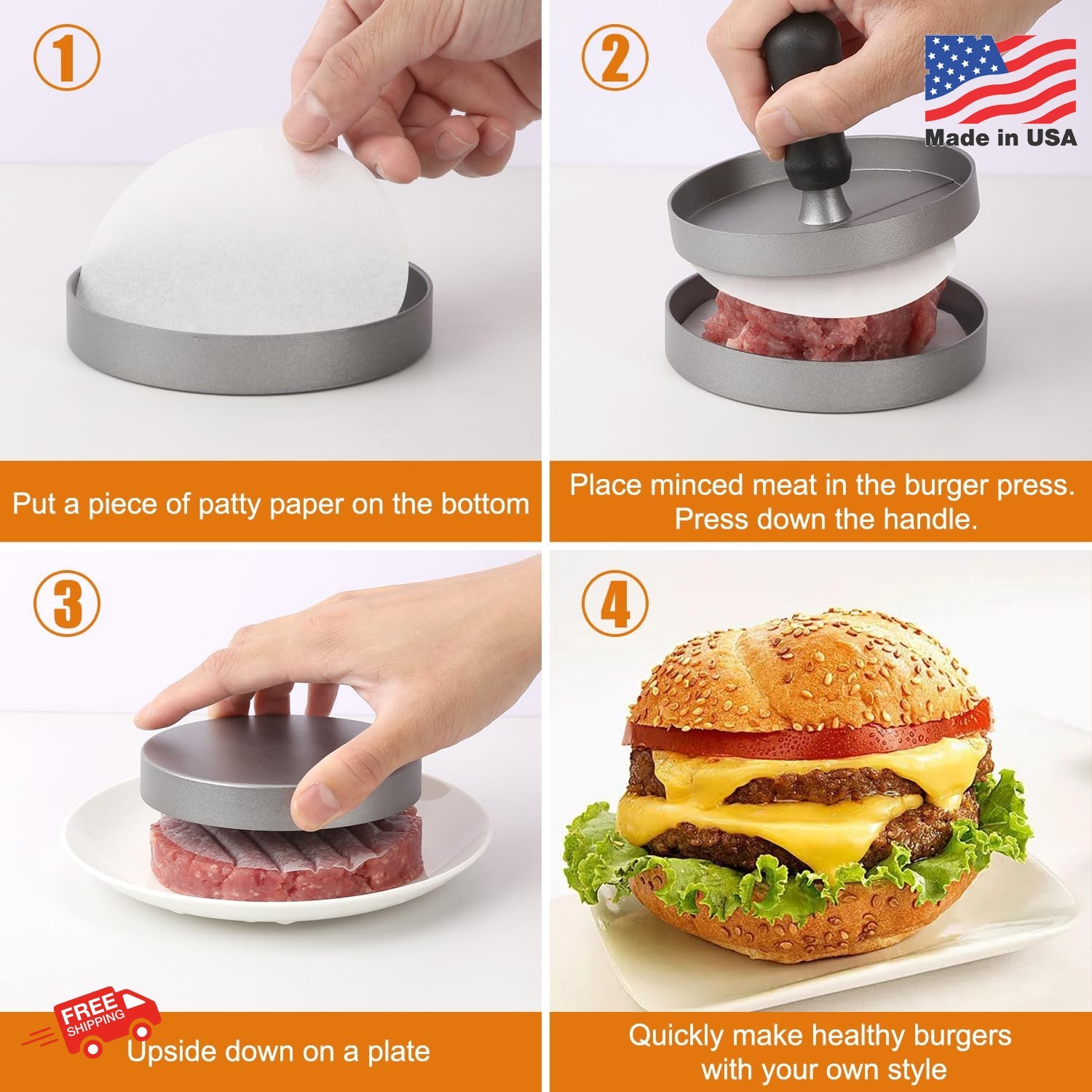 TACGEA Burger Press 150 Patty Papers, Non-Stick Hamburger Patty Maker with Wax P gallery