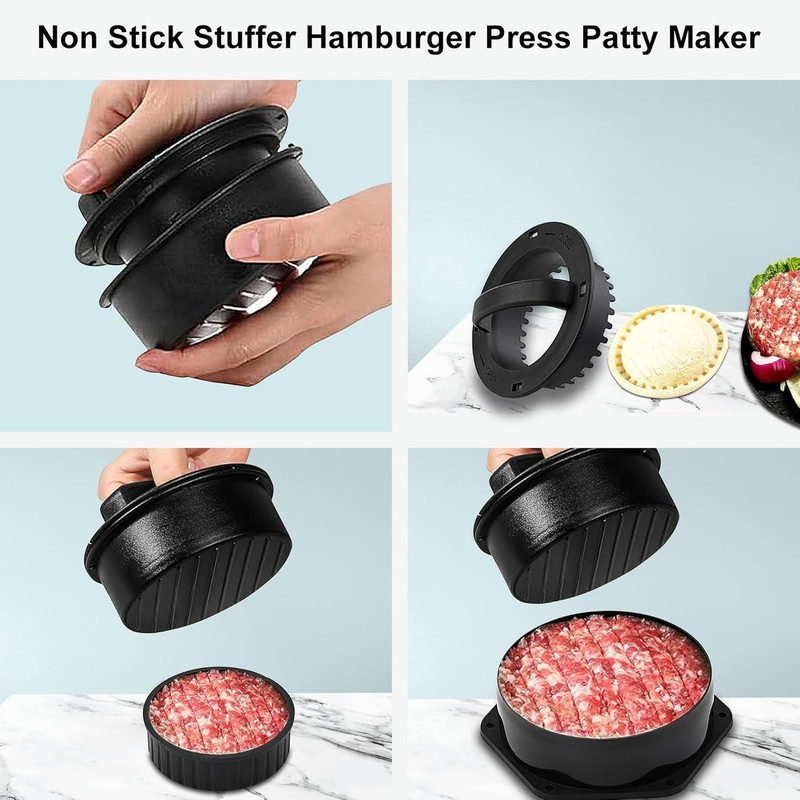 Smash Burger Press Kit - 4 in 1 Hamburger Patty Storage Containers,6.69" round C gallery