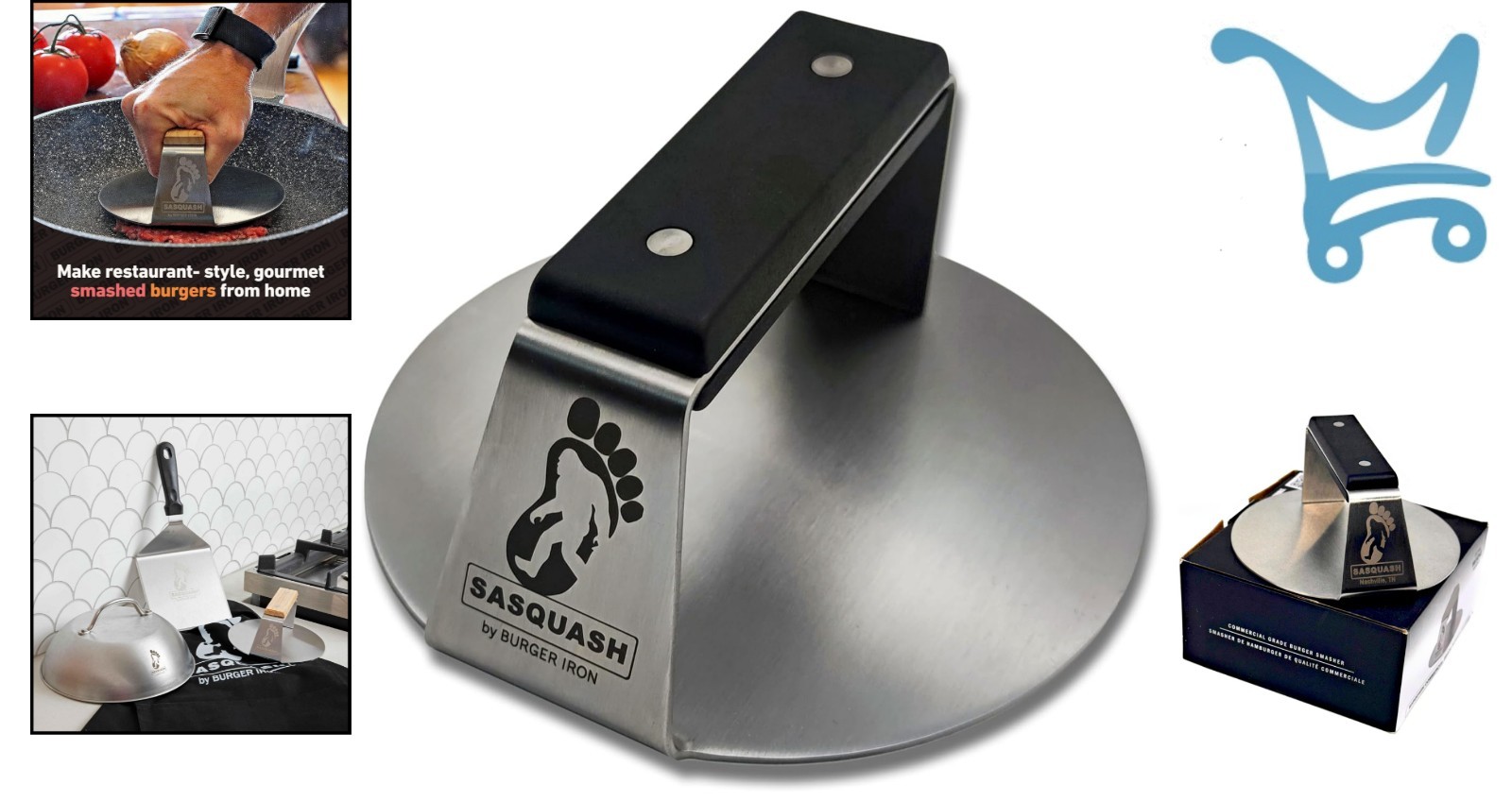 Burger Press Stainless Steel 6 Inch Heavy Duty Flat Handle Commercial Grade gallery