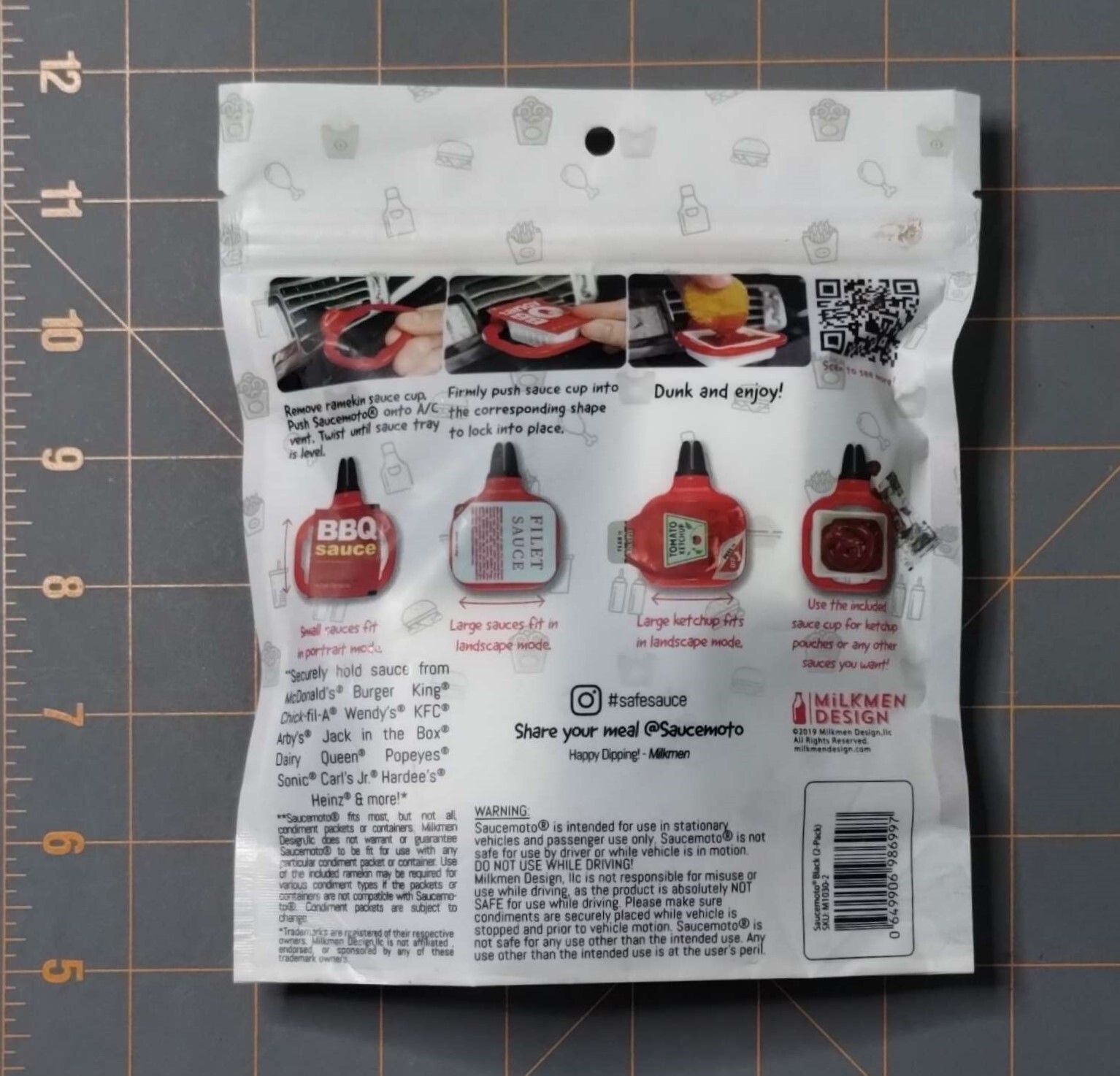 2 Pk Saucemoto Dip Clip In car auto sauce holder for ketchup and dipping sauces. gallery