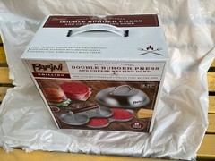 Parini Double Non-Stick Burger Press & Cheese Melting Dome 8.75″ NIB