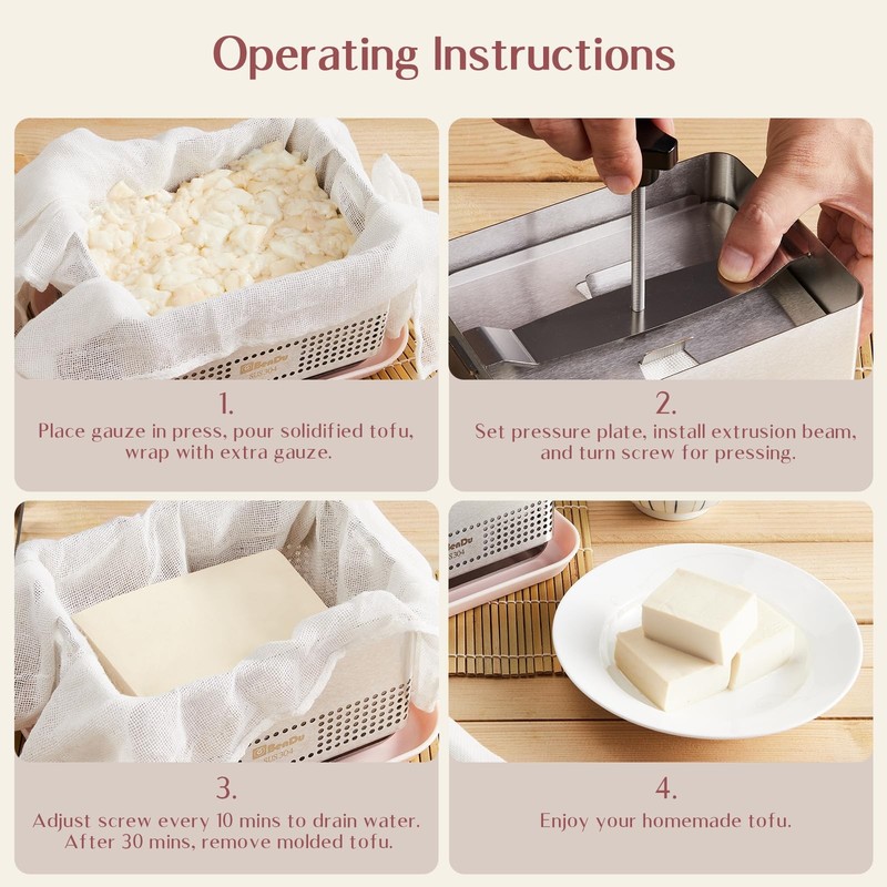 Tofu Press Stainless Steel, Paneer Maker with Upgraded Deep-Press Design, Imp... gallery