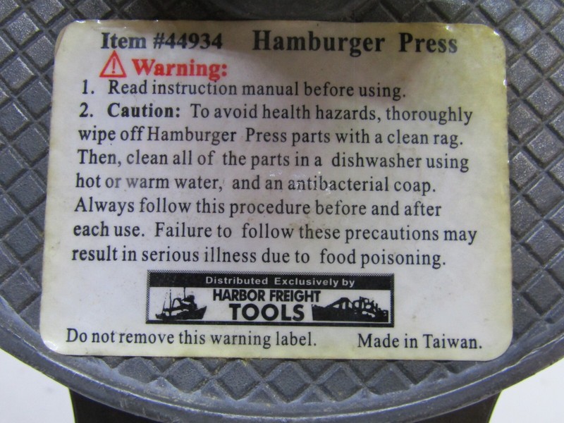 Harbor Freight Aluminum, Adjustable Hamburger Press. gallery