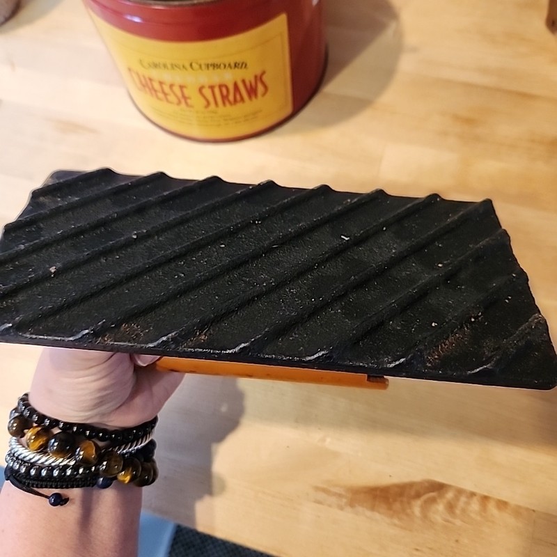 Cast Iron Grill Press 8.75 Bacon Burger Weight Wood Handle Char-Broil gallery
