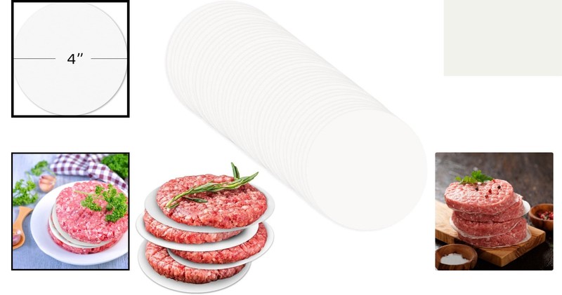100 Non-Stick Burger Patty Papers - 4-Inch Round Parchment Sheets for Cooking gallery