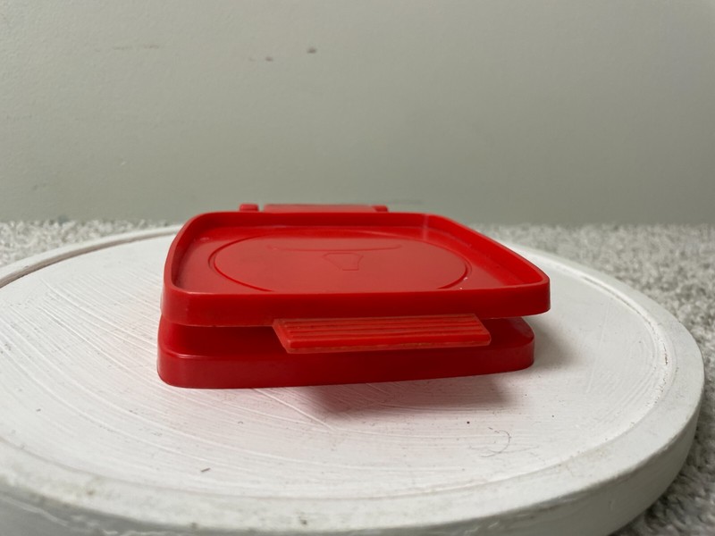 Vintage 4"x4" Kitchen Tool Hamburger Moulder Press Non-Stick Stuffed Red gallery