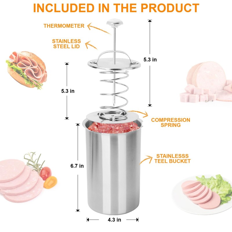 Joyeee Lunch Meat Press Mold for Deli Meats, 304 Stainless Steel Ham Press Ma... gallery