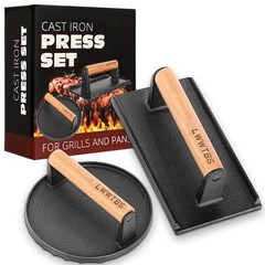 Burger Press Heavy-Duty Cast Iron Smashed Meat Steak Weight Grill Griddle Press