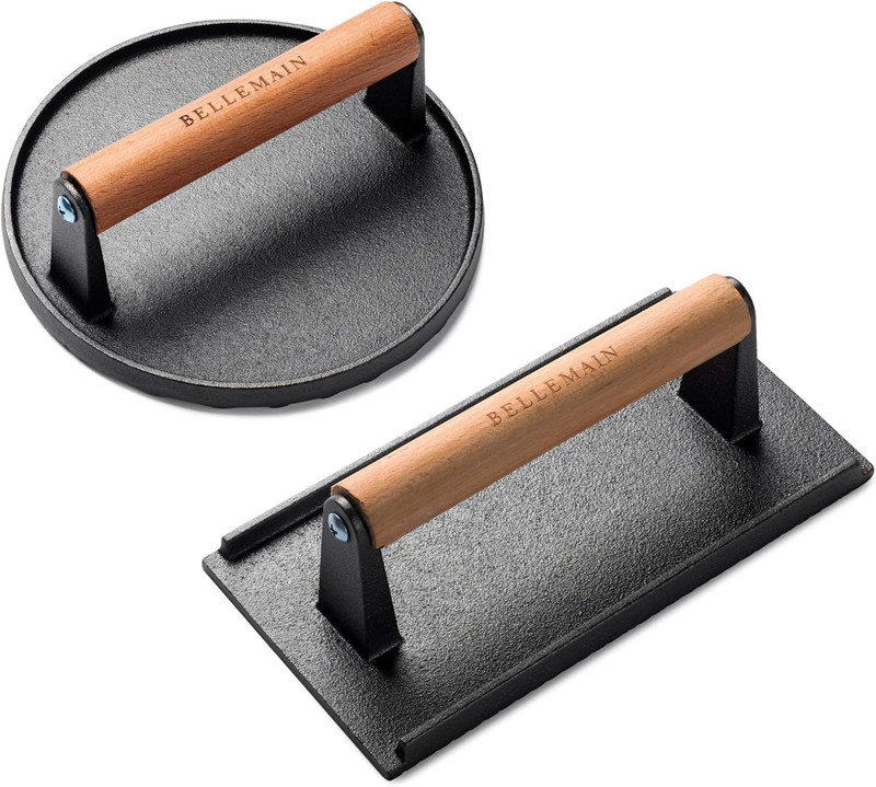 Heavy-Duty Cast Iron Grill Press Set – Perfect Smash Burger Press & Steak Tool w gallery