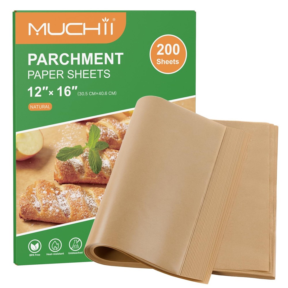 MUCHII 200 Pcs Parchment Paper Sheets, 12 x 16 200 Count（pack of 1,12*16Inch）