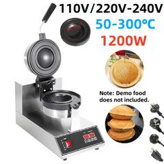 1200W Panini Press Baker Single Head Waffle Maker Ice Cream Machine UFO Burger