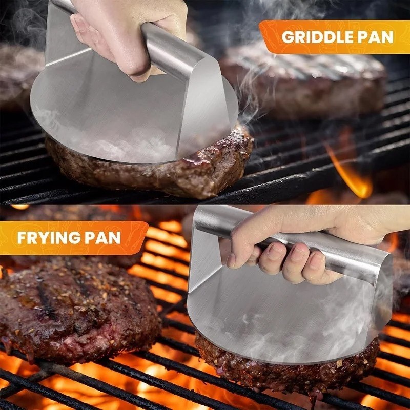 Stainless Steel Burger Press, 5.5 Inch Round Smasher,Non-Stick Smooth Hamburger gallery