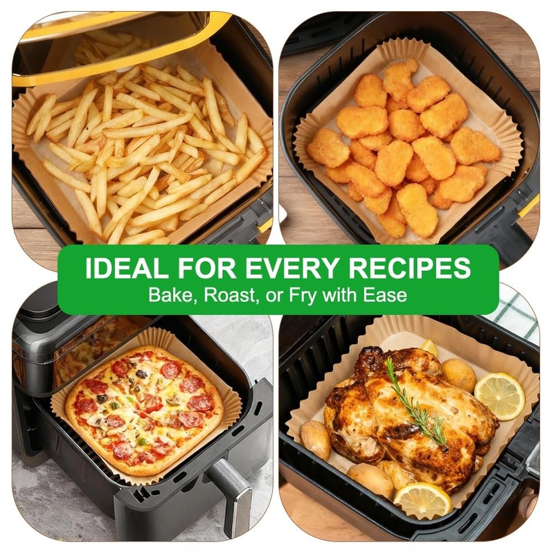 BYKITCHEN Large Air Fryer Liners for 10 inch 8-12 QT-200PCS, Nature gallery