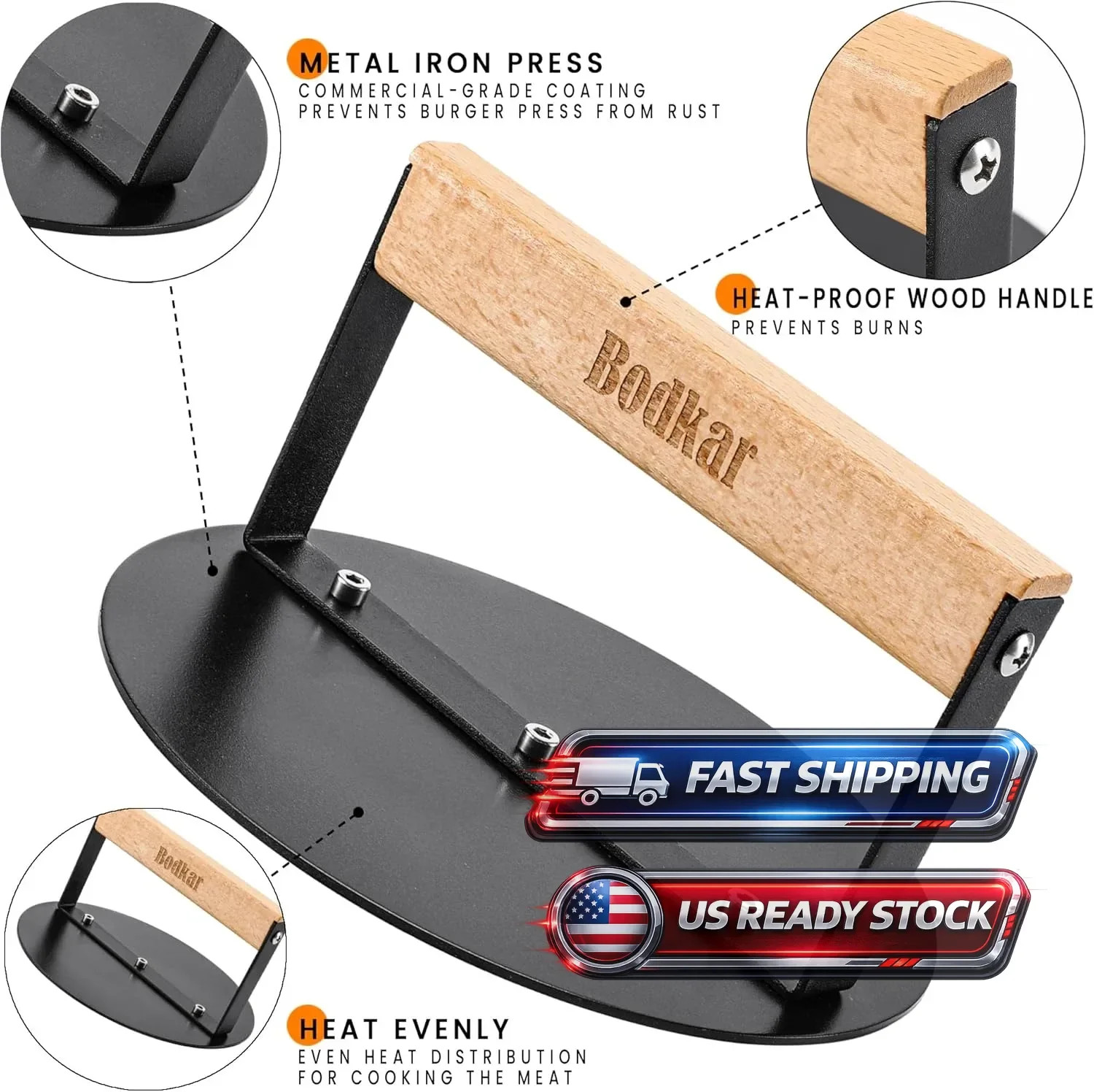 Kitchen Tools Heavy Duty Cast Iron Grill Press Burger Press Bacon Press Barbecue gallery