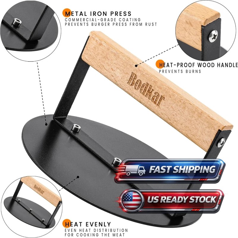Kitchen Tools Heavy Duty Cast Iron Grill Press Burger Press Bacon Press Barbecue gallery