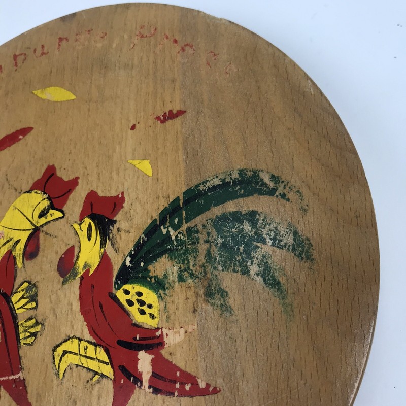 Vintage Wood Hamburger Press Country MCM Rooster Chicken Rustic Farmhouse gallery