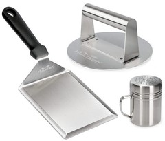 Stainless Steel Griddle Accessories Kit Including Burger Press Spatula And Spice