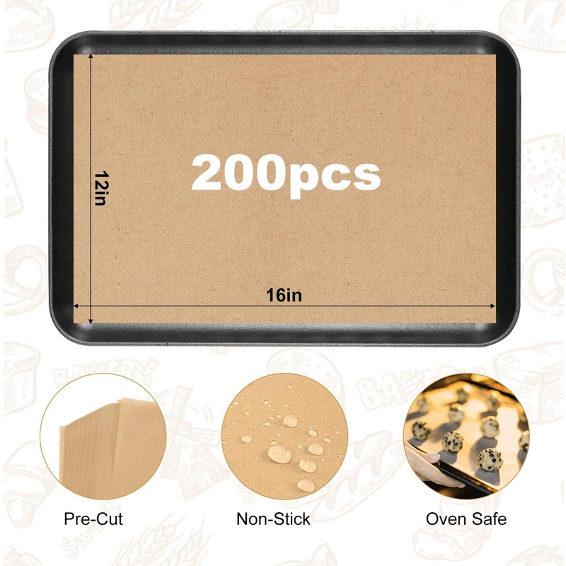 FOXYAEO 200 PCS Unbleached Parchment Paper 12x16 In – 12" x 16", gallery