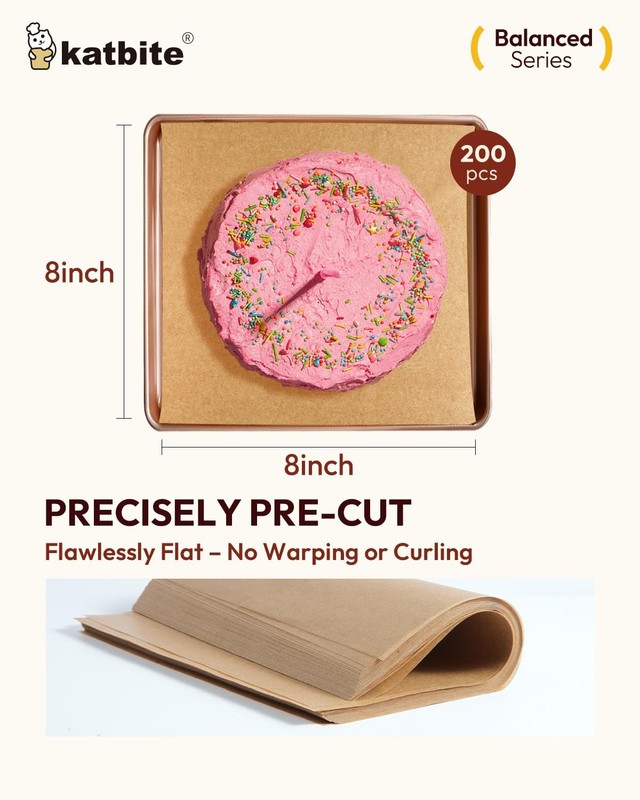 Katbite 200 Pcs Parchment Paper, 8 x 8 Inch Unbleached 8x8 200 gallery