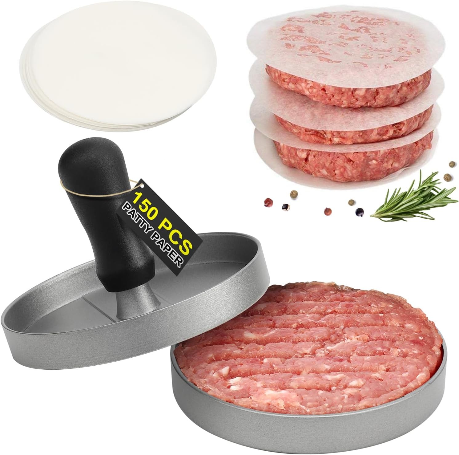 Burger Press with 150 Patty Papers Non-Stick Maker gallery