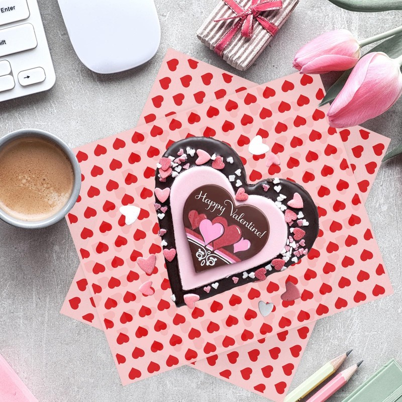 150 Sheet Valentine's Day Heart Wax Paper Pink Red Love Food Wrapping Tissue Pap gallery
