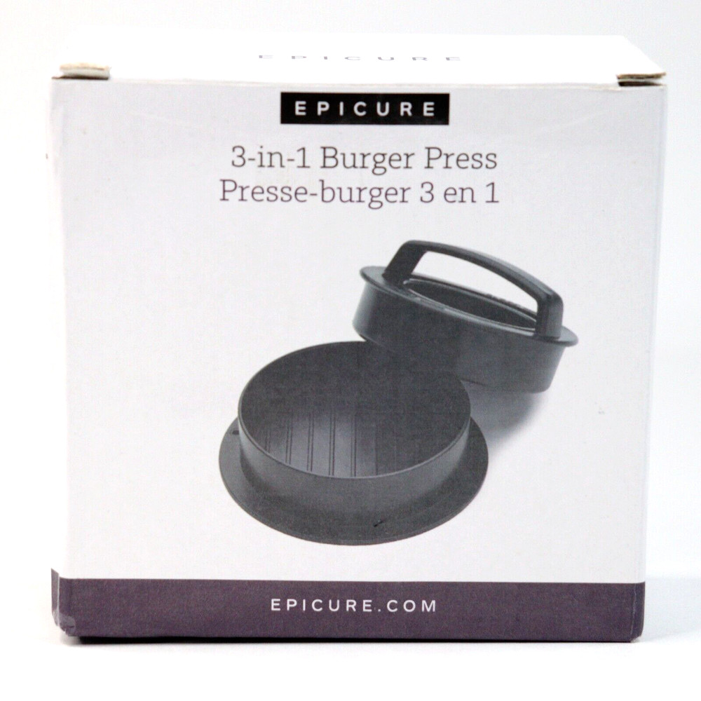 Epicure 3-in-1 Burger Press Sliders 12.5 x 6.5 cm New Open Box Contents Sealed