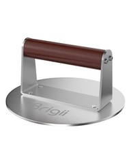Brigii 6.3″ Stainless Steel Smashed Burger Press, Round Flat Edge Grill Press…