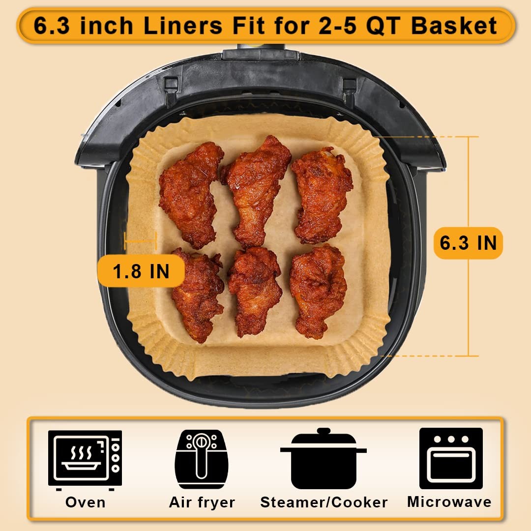 COSORI Air Fryer Liners 100 Pcs 6.3" (Square), 100 (Square) gallery