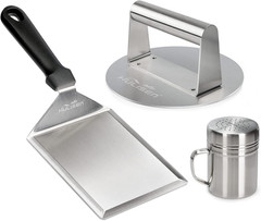 HULISEN Smashed Burger Kit, Stainless Steel Burger Press, Grill Spatula and Spic