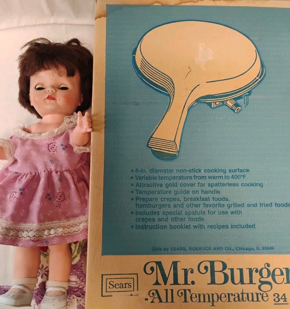 NIB Mr Burger All Temperature Model 34-6535 Griddle Knife Manual Box Lid Tested