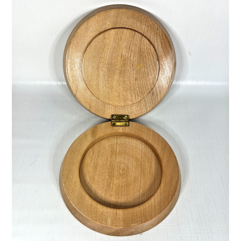 Vintage 50s Wood Hamburger Patty Press Hand Painted Maple Made Japan Mid Century gallery
