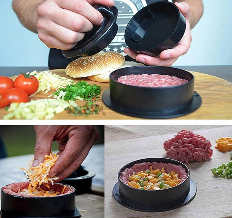 Non Stick Stuffed Burger Press 3 IN 1 Hamburger Patty Molds Maker BBQ Kitchen gallery
