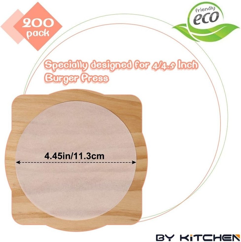 4.5-Inch Food Grade Parchment Rounds - 200 Nonstick Sheets for Burgers & Baking gallery